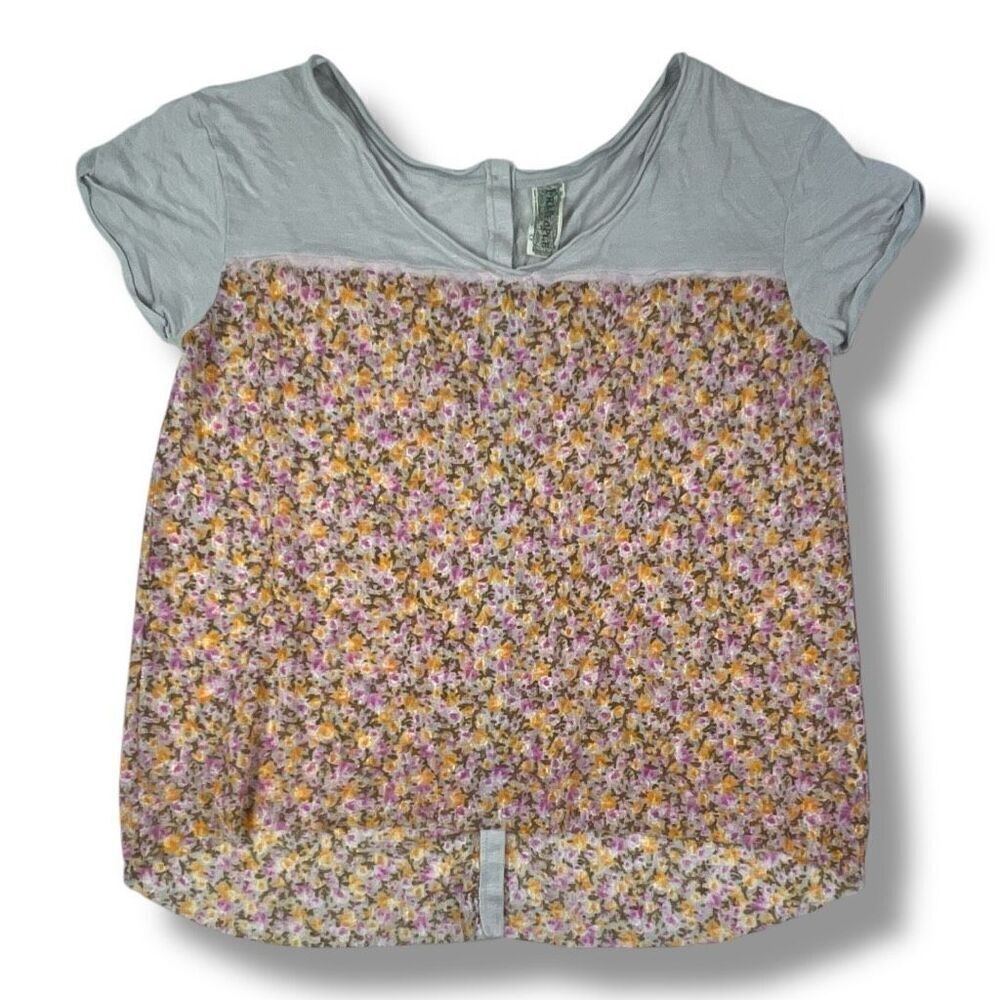 Free People Sheer Lace Floral Oversize Top Size Small